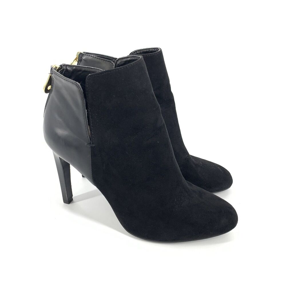 Zara Trafaluc High Heel Ankle Booties 40 EUR 9.5 US Womens Solid Black Suede
